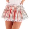 Mini Skirt Mid-rise Elastic Waist Plaid Print Lace Stitching Ruffle Short Skirt A-Line Halloween Cosplay Role-Playing Skirt