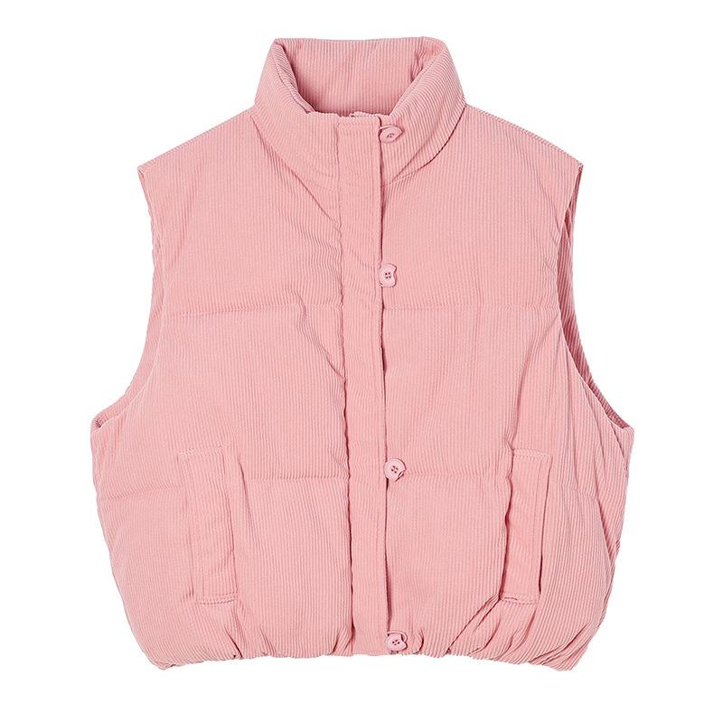 Corduroy Cotton-padded Jacket Vest Women's Short Winter New Korean Stand Collar Loose Cotton-padded Vest Vest Vest Vest.