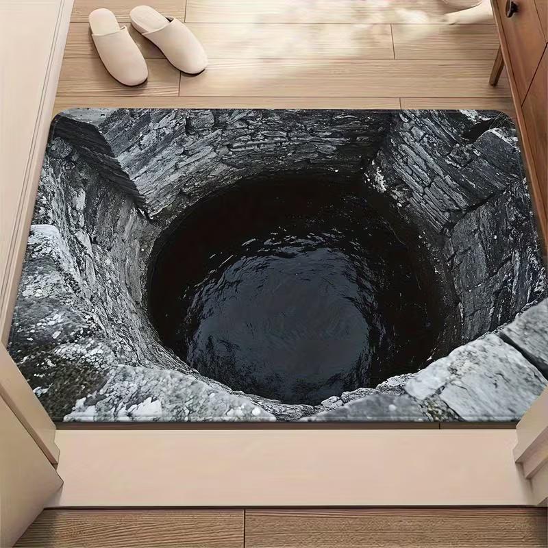 

3D Оптична Ілюзія Безкінечна Прірва Нековзний Дверний Килимок Машинне Прання для Ванної Кімнати Спальні Кемпінгу Йоги Міцний Килимок для Підлоги 40x60CM