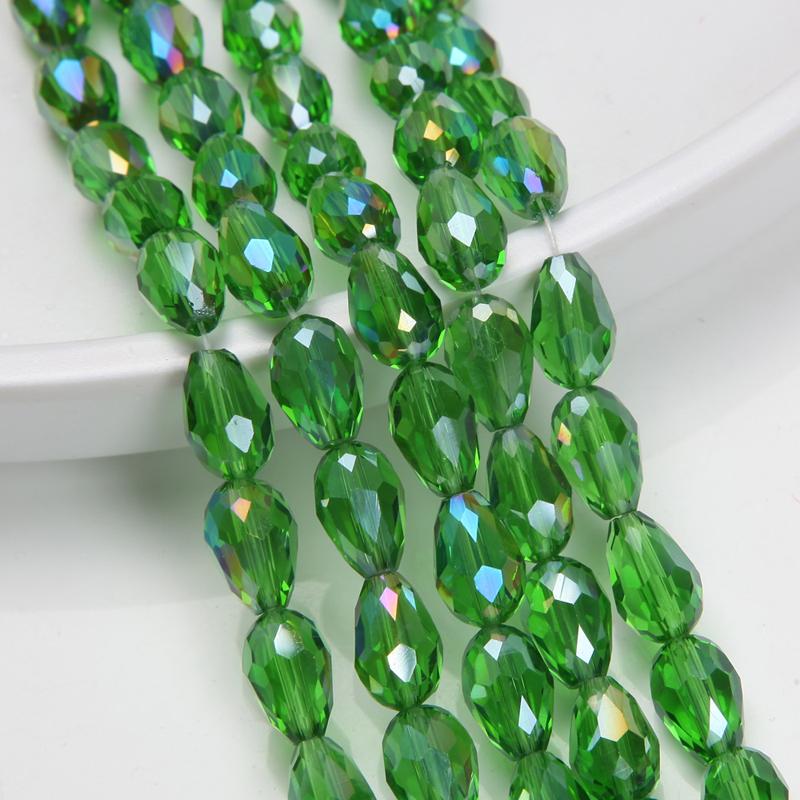 1 Strang 8x12mm Abstandshalter Wassertropfen Perlen AB Glanz Glas Kristall Perlen Armbänder für Damen Zubehör Perlen für Schmuckherstellung