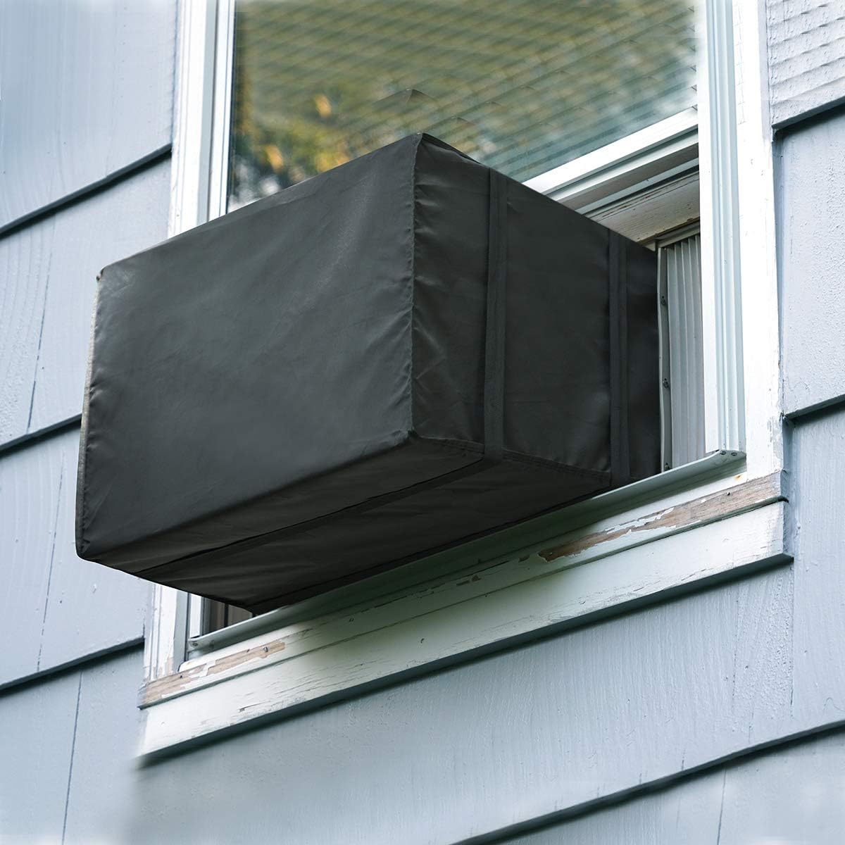 SONGAUN Window Air Conditioner Cover Outdoor,Outside Window AC Unit Cover Black Dust-proof Waterproof Outdoor AC Protection Insulation Defender 17Wx12Dx13H