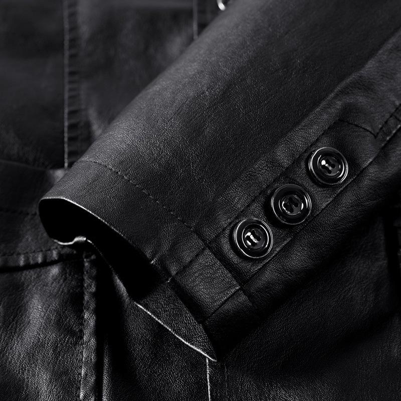 Men's leather jacket leather suit warm washed PU leather coat new leather jacket youth coat