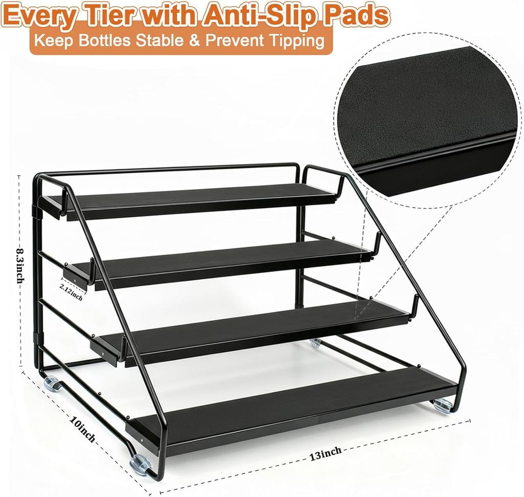 4-stufiges Gewürzregal Arbeitsplatte Küchenarbeitsplatte Platzsparend für Schrank Kräutertöpfe Aufbewahrungshalter Wandmontiert Mehrstufig Gewürz