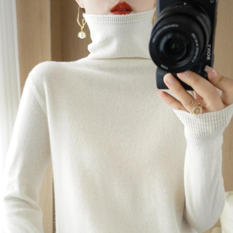 Turtleneck Pullover Fall/winter Cashmere Sweater Women Pure Color Casual Long-sleeved Loose Pullover Bottoming Women's