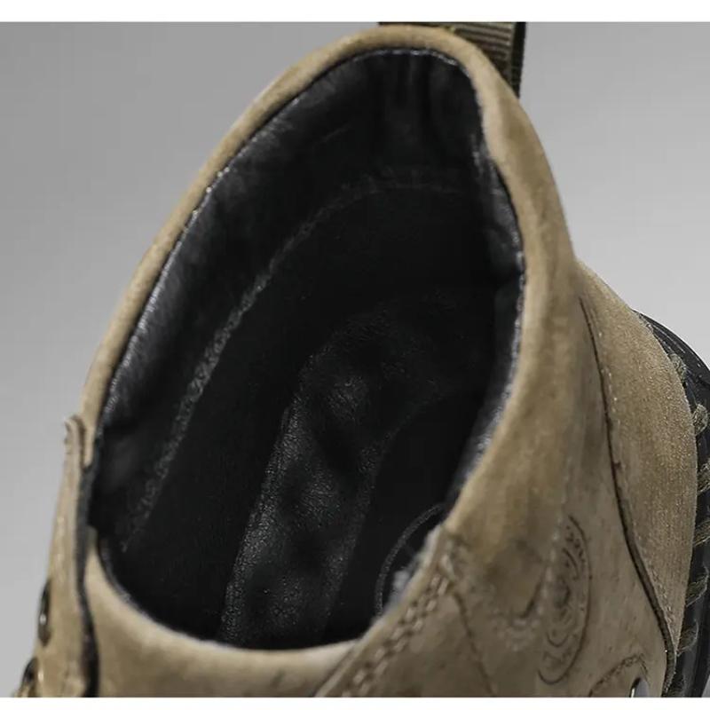 Nuevas Botas de Cuero Hechas a Mano para Hombre para Otoño Diseño Outdoor Zapatillas Hombre Transpirables Zapatos Casuales de Cuero Hombre Botines