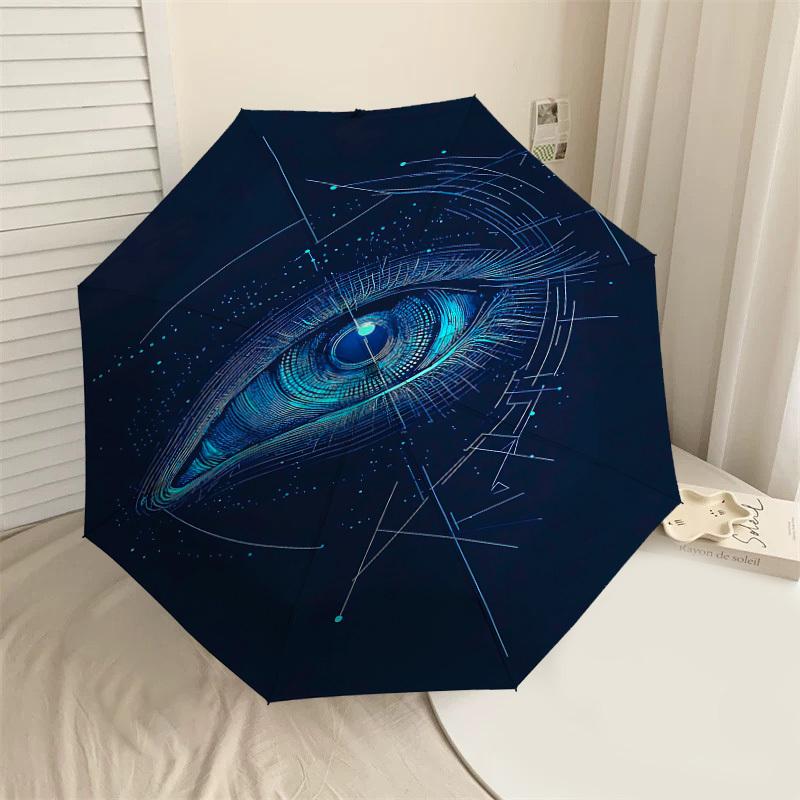 

1pc Eye Technology Automatic Open/Close Umbrella Compact Folding Umbrella with 8-Rib Shaft for Women/Men, Elegant Birthday1154S