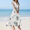 Boho Dress For Women Casual Loose Fit Summer Sundress Floral Print Dress With Pocket
