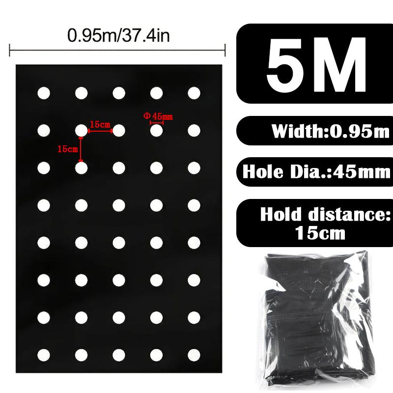 5~30M 5-Holes Black Plastic Mulch Film Perforated Greenhouse Vegetables Plant Keep Warm Film Agricultural Seedling Moisture Film