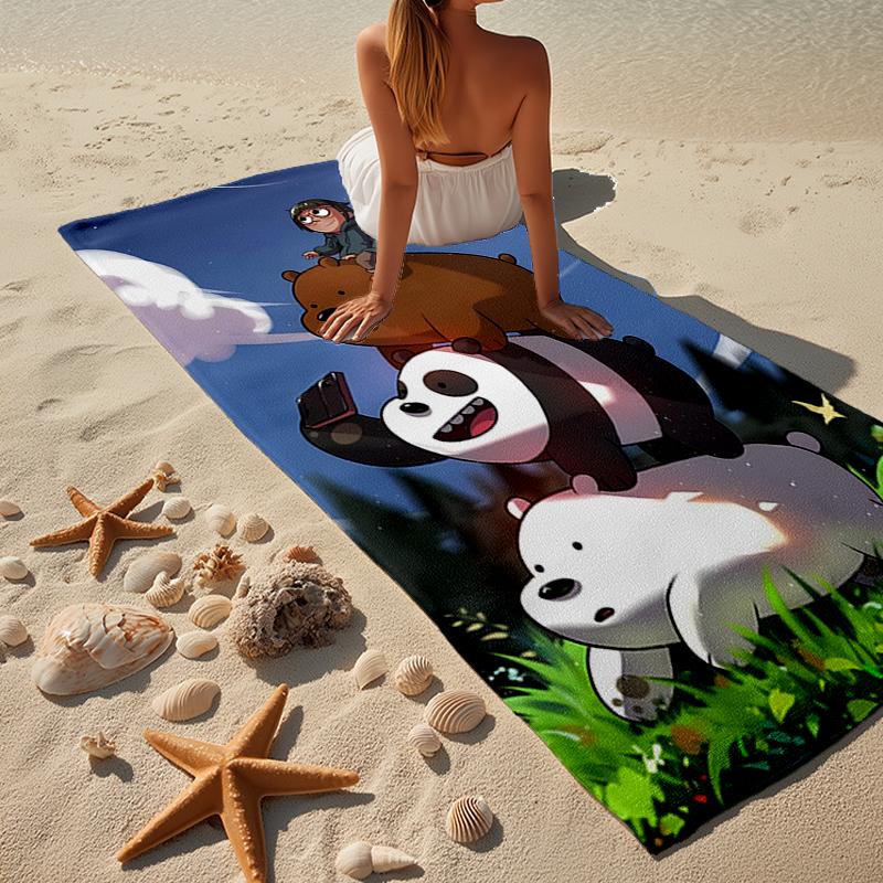 Nightly Friends bears Adventure Beach Towel, Super Soft Microfiber, Gift for Her/Him, Birthday, for Pool, Beach, Travel, Home Decor Fan gifts