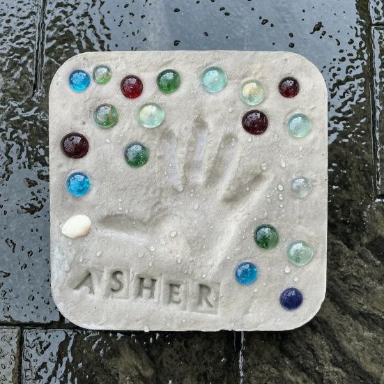 Yousheng Large DIY Stepping Stone Kit, Square Handprint Stepping Stone, Mother's Day Keepsake Craft, Indoor Outdoor Garden Stone with 26 Letter Stamps