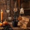 Decorative Tags for Gift Packaging 6 Pcs Vintage Halloween Wooden Ornaments, Rustic Farmhouse Cat Owl Pumpkin Lightweight Ornaments Branches
