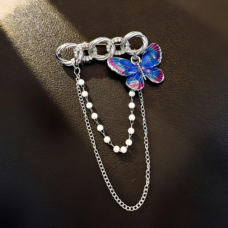 Elegante chinesische Retro-Emaille-Brosche Phönix & Schmetterling für Damen