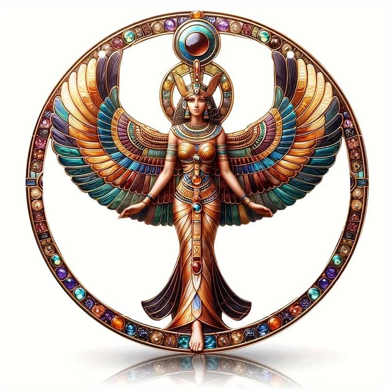 Egyptian Goddess and Pharaoh Acrylic Sun Catcher, Ancient Egyptian Mythological Theme, novelty home decor, Perfect Durable for Bedroom