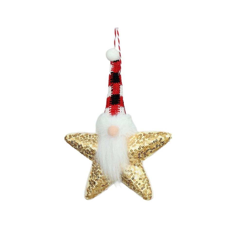 Sequined Fabric Christmas Gnome Ornament Hanging Star Gnome Decoration Christmas Tree Decor