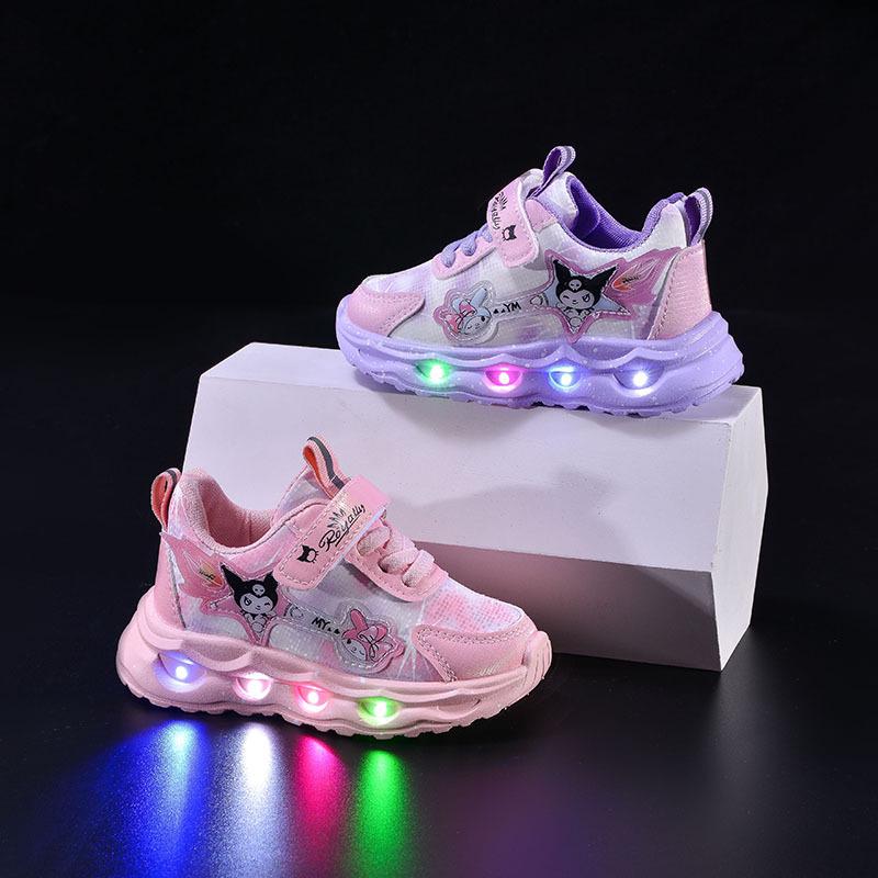 Coulomi Girls’ Lighted Waterproof Leather Running Shoes - Autumn/Winter 2024