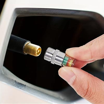 4pcs Car Tire Tyre Pressure Monitor, Valve Stem Caps Case Cover Sensor Indicator, 3 Color Red, Yellow, Green Eye Alert
