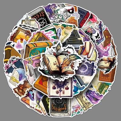 50 Magic Books Doodle Personality Witch Cartoon Stickers Decorative Water Cup Suitcase Stickers Waterproof