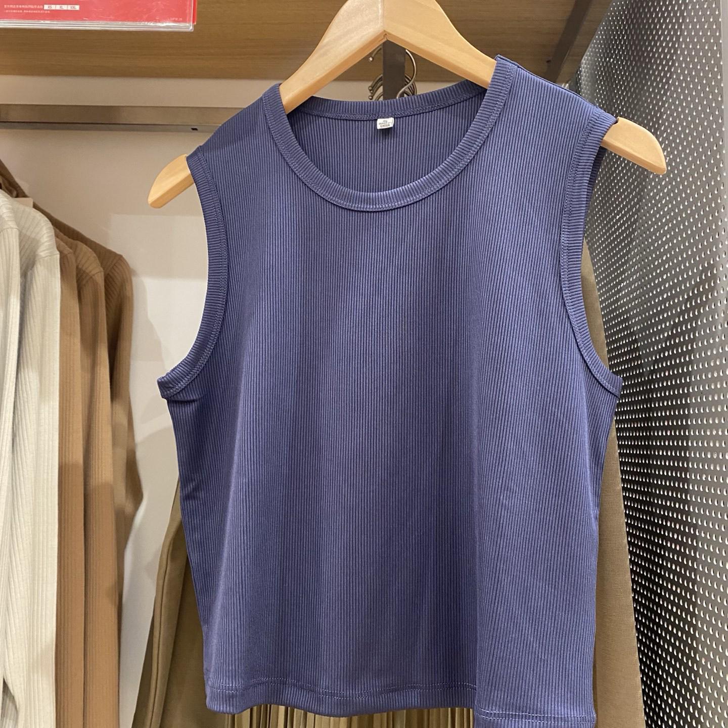 

Женская быстросохнущая футболка без рукавов с круглым вырезом в японском стиле Medium темно-синий