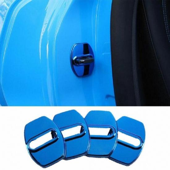 For Ford Mustang Mach-E 2021-23 Blue Titanium Door Lock Protection Cover Trim 4X