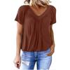 Personalized V-neck Raglan Sleeve Pleated Casual Daily Home T-shirt