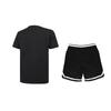 Li-Ning Solid Color Round Neck Short Sleeve T-Shirt Letter Brand Logo Striped Comfortable Shorts Casual Sports Suit Unisex suit AHSUA49-2+YAPV001-1