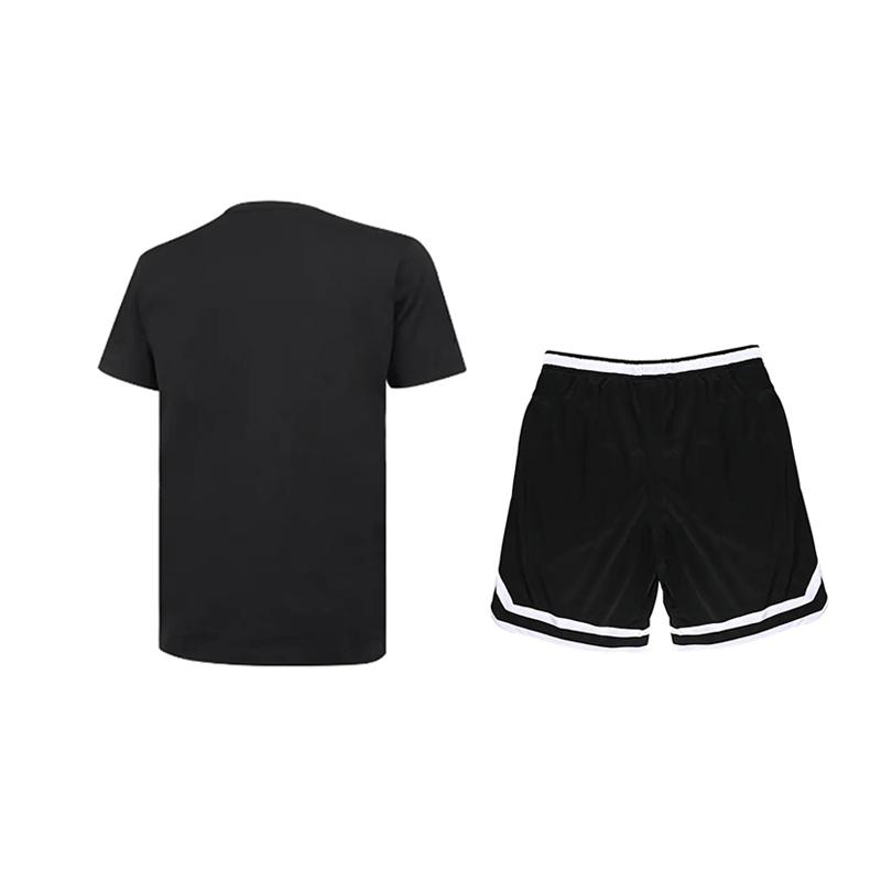 Li-Ning Solid Color Round Neck Short Sleeve T-Shirt Letter Brand Logo Striped Comfortable Shorts Casual Sports Suit Unisex suit AHSUA49-2+YAPV001-1