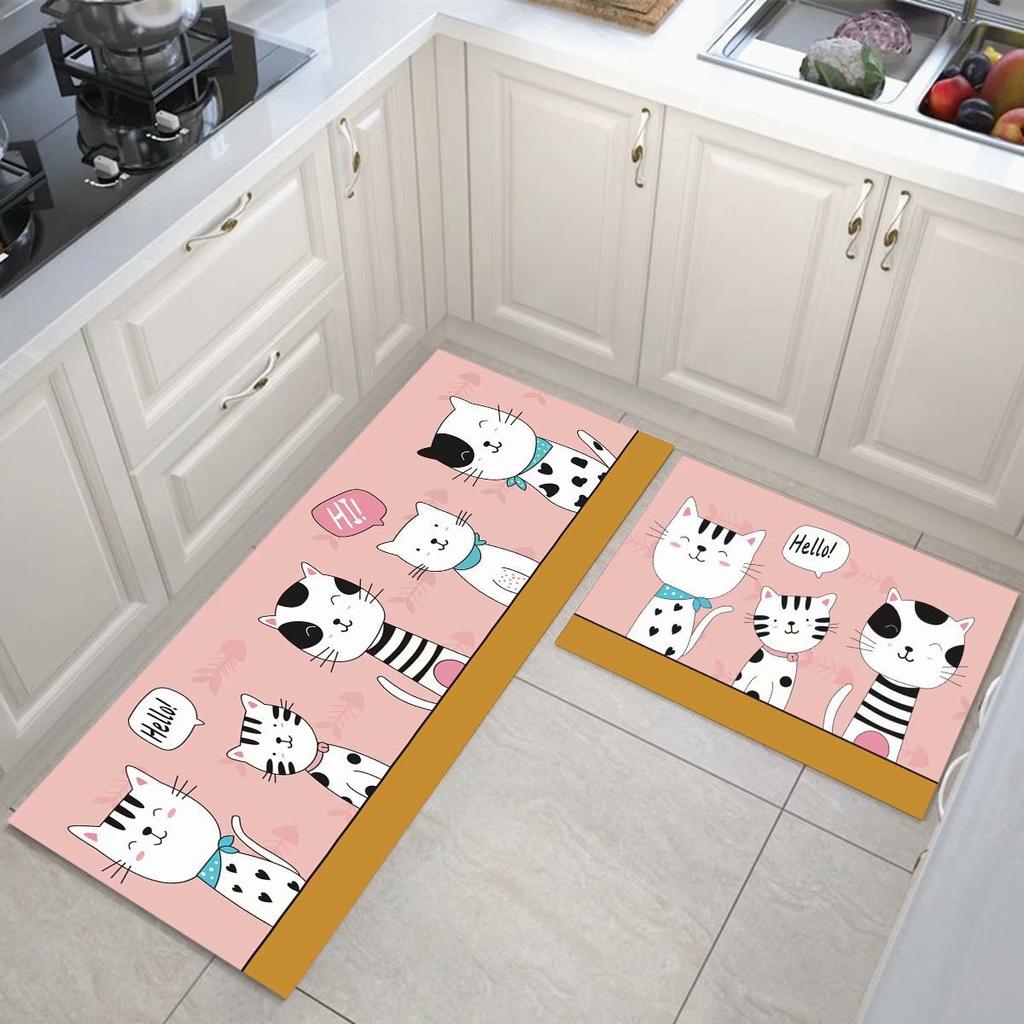 Cartoon Kitchen Floor Mat, Water-Absorbing And Oil-Absorbing Diatom Mud Floor Mat, Wear-Resistant And Dirt-Resistant L-Shaped Floor Mat, Anti-Skid Ma