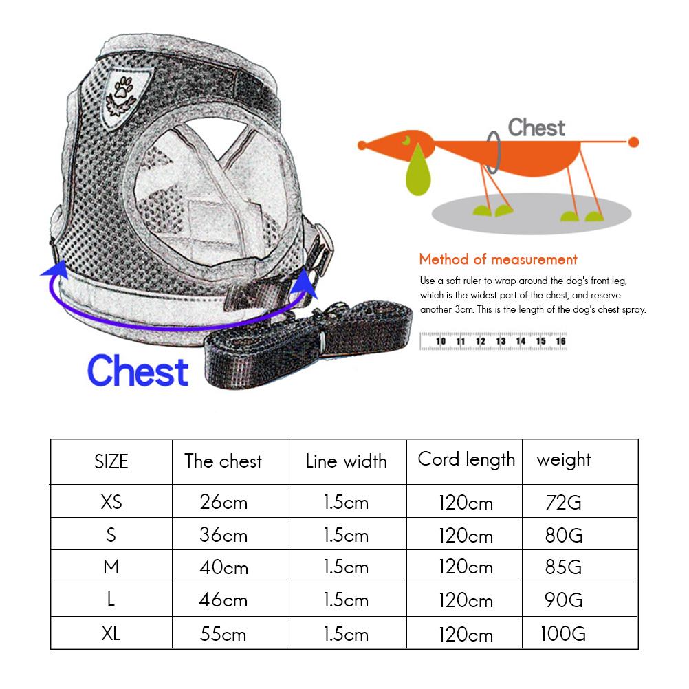 Reflective Pet Vest Breathable Mesh Adjustable Dog Harness Vest Leash Set Puppy Walking Supplies