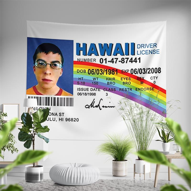 Aertemisi McLovin Fake ID Driver License Funny Meme Tapestry Wall Hanging Art for Bedroom Living Room College Dorm