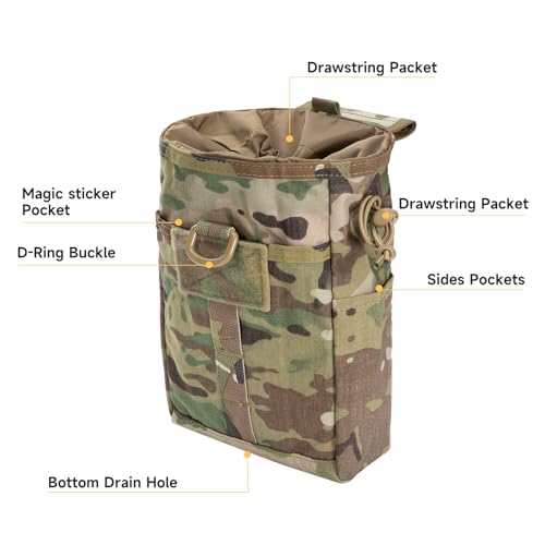 EXCELLENT ELITE SPANKER Dump Pouch, Nylon Garbage Bag/Magazine Holder, Military Pouch, Foldable Waist Bag, MOLLE Compatible, Large Capacity, Convenien