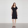 ELLE Elegant Minimalist High-Quality Round Neck Cotton A-Line Long Dress Short Sleeve Dress Women Dresses L8SLS143