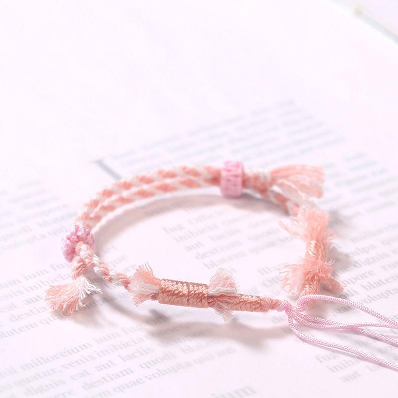 

Мультяшный тряпичный браслет плетеный ремешок модный милый подарок подругам плетеная веревка песочное золото аксессуары Lapupu ручные украшения Cotton four braid (pink) semi-finished products