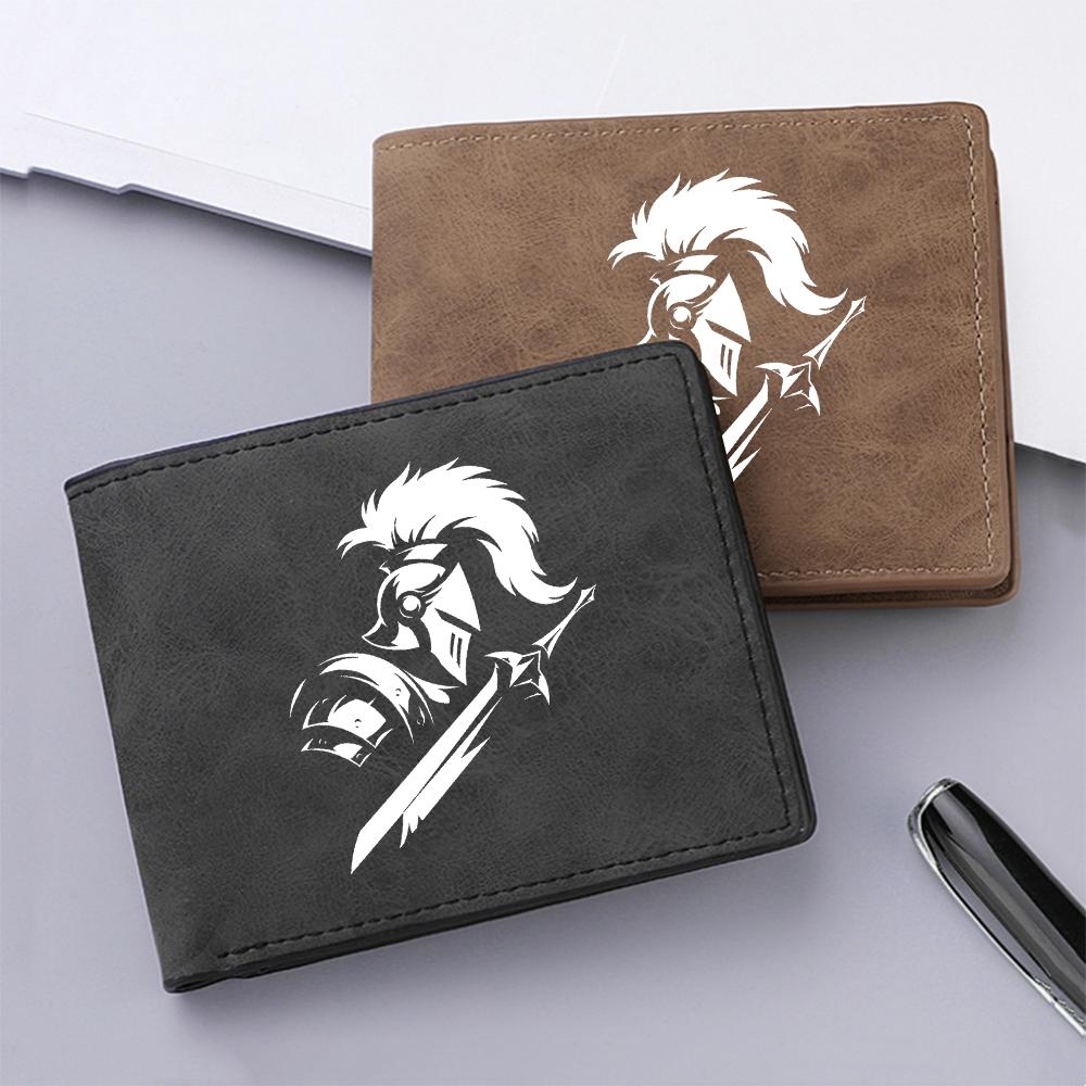 Men's Short Wallet PU Leather Vintage Thin Credit Card Holder Black Compact Wallet
