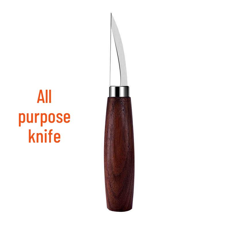 Set de cuțite pentru sculptură în lemn realizat manual: Cuțit curbat pentru cioplit și unealtă pentru scobit linguri pentru DIY