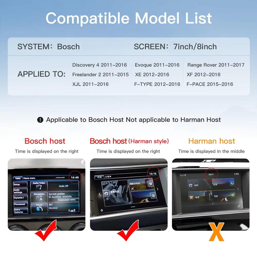 

Wireless Carplay Android Auto Fits For Land Rover Jaguar Bosch Discovery 4 Evoque Freelander 2 XE XF XJ Decorde