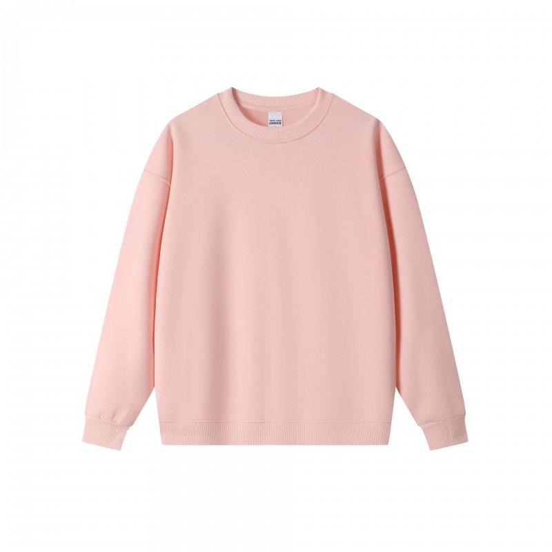 Mens Oversized Heavyweight 450g Fleece-Lined Crewneck Sweatshirt Loose Fit Drop Shoulder Solid Color American Style