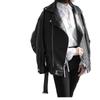 Womens Oversized PU Leather Jacket Loose Fit Streetwear Moto Style Long Sleeve Casual Outerwear