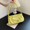 Sweet PU Leather Shoulder Bag Pleated Small Tote Bag Ins Cloud Square Bag  Travel