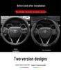 Genuine Leather & Suede Carbon Fiber Steering Wheel Cover for Toyota Camry, RAV4, Highlander, and Corolla.