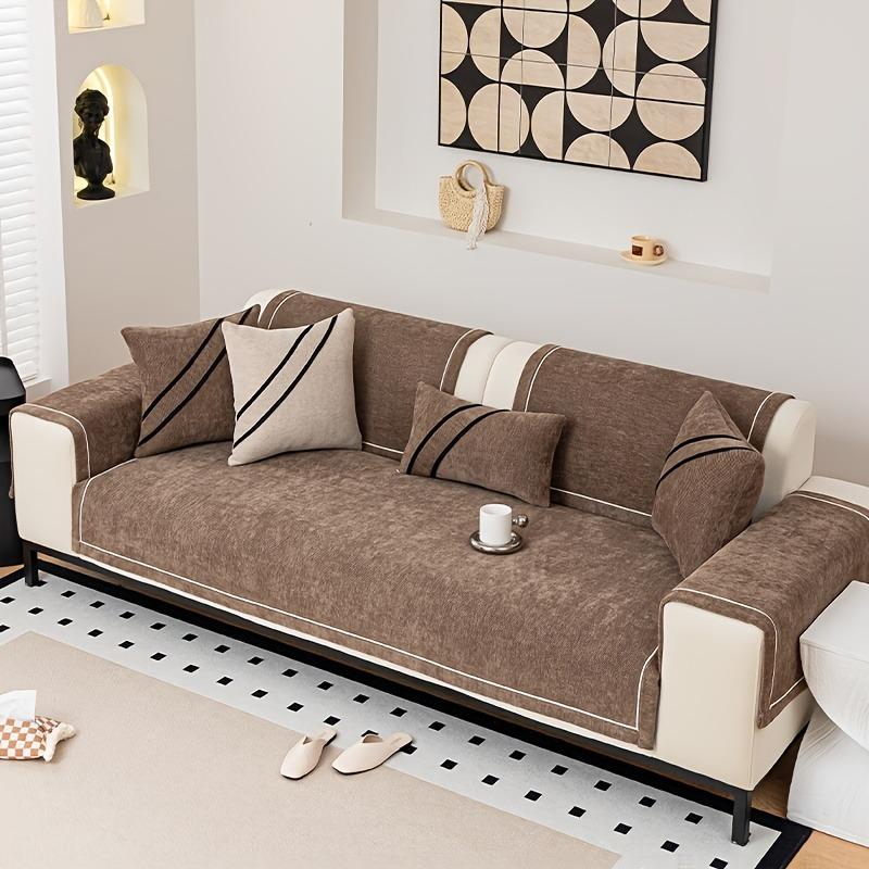 [Heavy Non-Slip Sofa Protector Classic] Luxurious Chenille Sofa Cover with Decorative Stitching - Thick, Sofa Towel