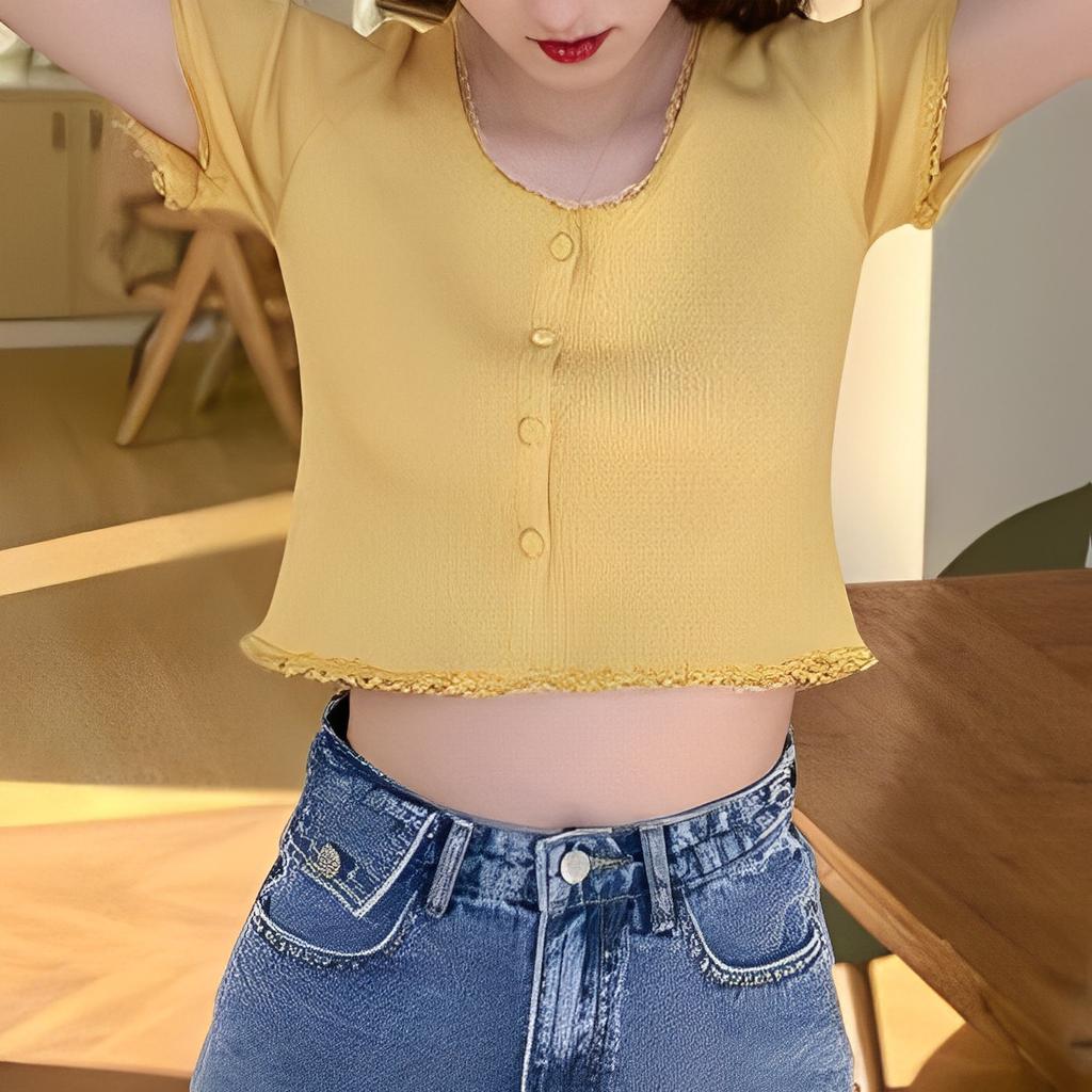 Yankee Strickpullover Jahr Damenmode Lila Spitzenstrickjacke Dünner Kurzer Abschnitt Schlanke Oberteile Lässiges Wesentliches Komfort und Stil Schlanke Passform Pullover T-Shirts