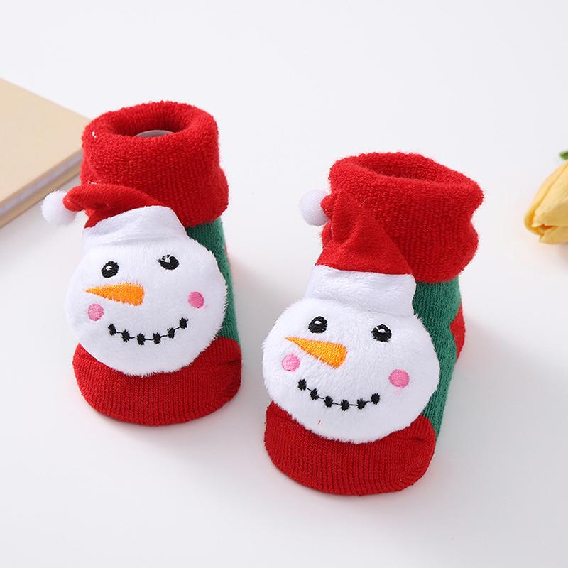 Newborn Baby Girls Boys Christmas Socks Cute Non-slip Socks Soft Lightweight Long Tube Socks for Fall Winter New Year Gift