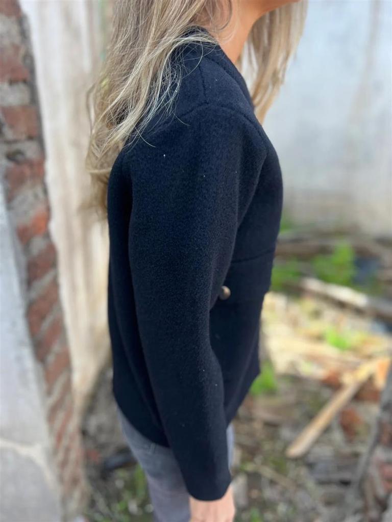 Women's Autumn/Winter Casual Solid Color Crew Neck Zip Pocket Jacket