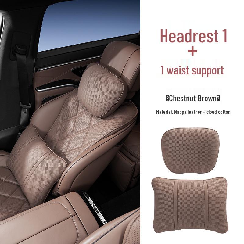 Premium Maybach S-Class Headrest & Breathable Lumbar Support Cushion