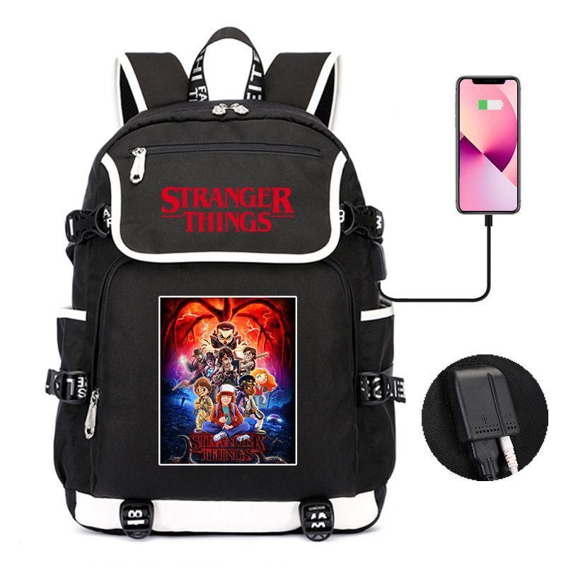 Mochila Impermeable Stranger Things 4 Perfecta Para Estudiantes Y Adultos Con Gran Capacidad Y Función Recargable USB