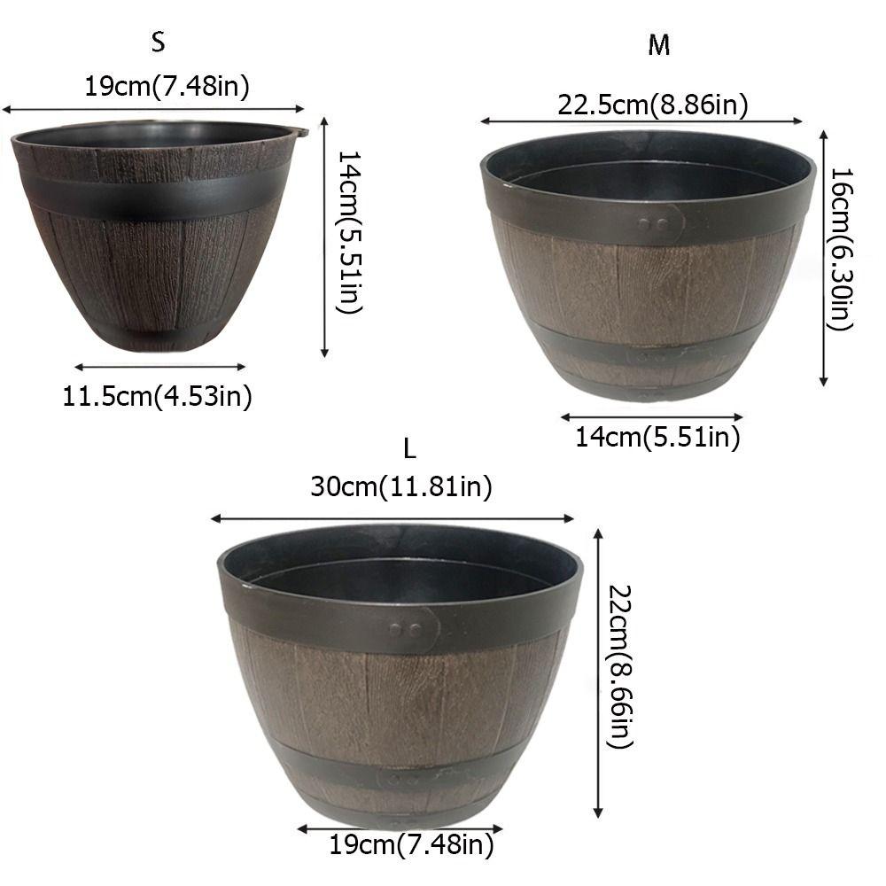 Breathable Round Flower Pot No Deformation Flower Bucket Ornament Simulation Wood Barrels  Yard
