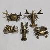 Yousheng Retro Crab/Lobster Ornaments Mini Vintage Brass Crayfish Figurine Funny Copper Shrimp Sculpture for Home Office Tea House Desktop Decor