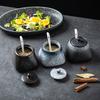 Japanese-style Ceramic Seasoning Jar Set Hotel Restaurant with Lid Seasoning Jars Household Kitchen Seasoning Bottles and Spoons