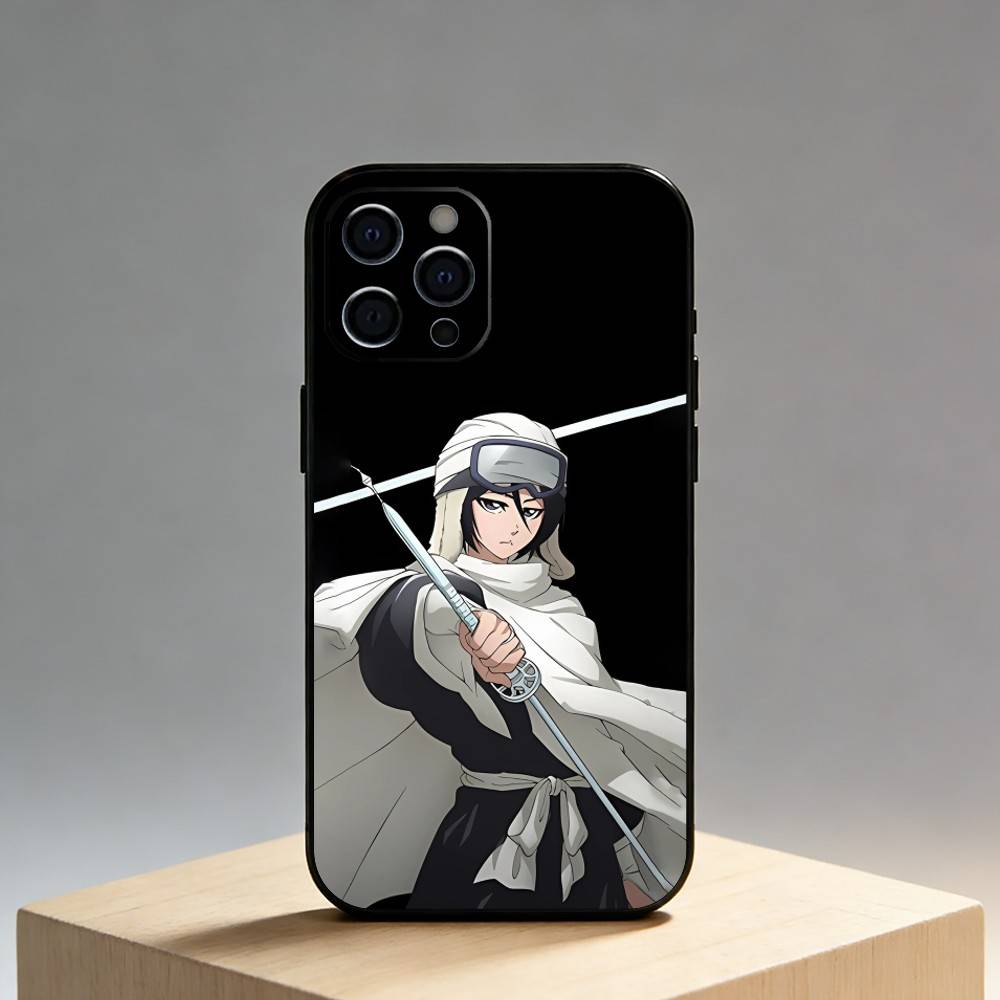 

R-Rukia Anime-E KuchikiS Phone Case For iPhone17,16,15,14,13,12 Plus,Max Soft Silicone Black Cover iPhone15