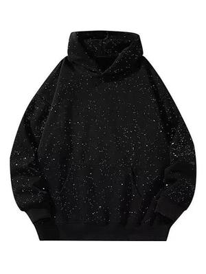 Tide Rhinestone Hoodie: Unisex Oversized Shiny Sweatshirt for Autumn & Winter